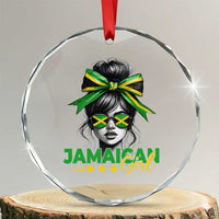 Proud Jamaican Girl Crystal Glass Ornament Jamaica Messy Bun Retro Vintage Jamaican Flag TS10