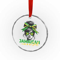 Proud Jamaican Girl Crystal Glass Ornament Jamaica Messy Bun Retro Vintage Jamaican Flag - Wonder Print Shop