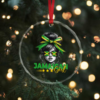Proud Jamaican Girl Crystal Glass Ornament Jamaica Messy Bun Retro Vintage Jamaican Flag TS10