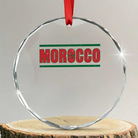 Proud Moroccan Vintage Marocco Flag Green Stripes Crystal Glass Ornament