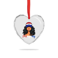 Proud Paraguayan Woman Melanin Curls Afro Latina Heart Crystal Glass Ornament Paraguay Flag Roots Hispanic Heritage Pride