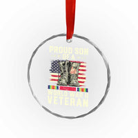 Proud Son Of World War 2 Veteran Crystal Glass Ornament WWII Vet Pride - Wonder Print Shop
