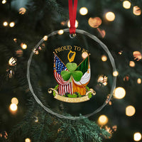 Proud To Be Irish American Crystal Glass Ornament Vintage Ireland USA Flag Shamrock Harp - Wonder Print Shop