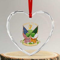 Proud To Be Irish American Heart Crystal Glass Ornament Vintage Ireland USA Flag Shamrock Harp - Wonder Print Shop