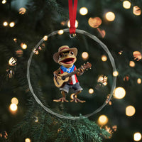 Puerto Rico Coqui Frog Puerto Rican Flag Taino Boricua Guitar Crystal Glass Ornament TS11