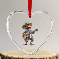 Puerto Rico Coqui Frog Puerto Rican Flag Taino Boricua Guitar Heart Crystal Glass Ornament - Wonder Print Shop