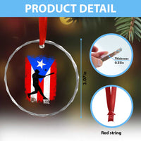 Puerto Rico Flag Baseball Crystal Glass Ornament Cool Distressed Jersey Gift Boricua Boys TS10