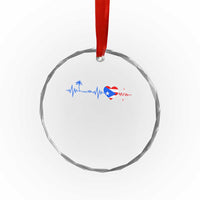 Puerto Rico Flag Crystal Glass Ornament Heartbeat EKG Pulse Boricua Pride Summer Beach - Wonder Print Shop