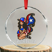 Puerto Rico Pin Up Girl Crystal Glass Ornament Taino Boricua Puerto Rican Flag - Wonder Print Shop