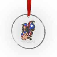 Puerto Rico Pin Up Girl Crystal Glass Ornament Taino Boricua Puerto Rican Flag TS10