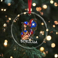 Puerto Rico Pin Up Girl Crystal Glass Ornament Taino Boricua Puerto Rican Flag - Wonder Print Shop