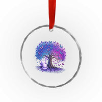 Purple Elephant Butterfly Ribbon Crystal Glass Ornament Tree Of Life Alzheimers Support