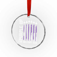 Purple Up For Military Kids Crystal Glass Ornament American Flag Air Force Military Child Month - Wonder Print Shop
