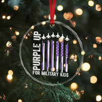 Purple Up For Military Kids Crystal Glass Ornament American Flag Air Force Military Child Month - Wonder Print Shop