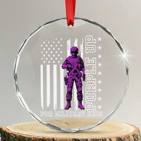 Purple Up For Military Kids Crystal Glass Ornament Military Child Month - Wonder Print Shop