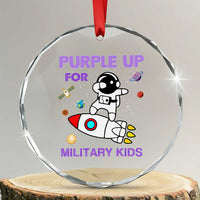 Purple Up For Military Kids Crystal Glass Ornament Military Child Month Astronaut Outer Space TS02