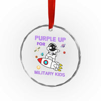 Purple Up For Military Kids Crystal Glass Ornament Military Child Month Astronaut Outer Space TS02