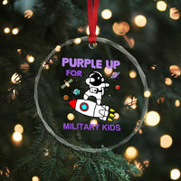Purple Up For Military Kids Crystal Glass Ornament Military Child Month Astronaut Outer Space TS02