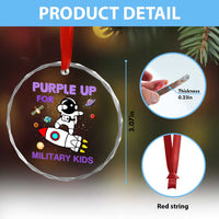 Purple Up For Military Kids Crystal Glass Ornament Military Child Month Astronaut Outer Space TS02