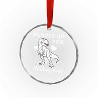 Purple Up For Military Kids Crystal Glass Ornament Military Child Month Dinosaur - Wonder Print Shop