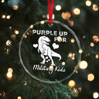 Purple Up For Military Kids Crystal Glass Ornament Military Child Month Dinosaur - Wonder Print Shop