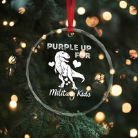 Purple Up For Military Kids Crystal Glass Ornament Military Child Month Dinosaur TS02