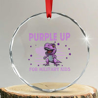 Purple Up For Military Kids Crystal Glass Ornament Military Child Month Dinosaur American Flag TS02