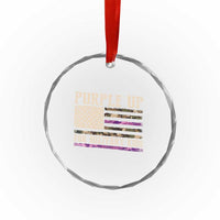 Purple Up For Military Kids Crystal Glass Ornament Military Child Month USA Flag Camouflage TS02