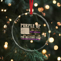 Purple Up For Military Kids Crystal Glass Ornament Military Child Month USA Flag Camouflage TS02