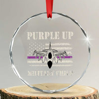 Purple Up For Military Kids Crystal Glass Ornament Month of Military Child Kids Air Force US Flag - Wonder Print Shop
