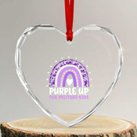 Purple Up For Military Kids Heart Crystal Glass Ornament Month Of Military Child Army Rainbow