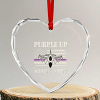 Purple Up For Military Kids Heart Crystal Glass Ornament Month of Military Child Kids Air Force US Flag - Wonder Print Shop