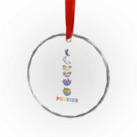Purride Rainbow Cat Moon Cycles Crystal Glass Ornament LGBQT Pride Feline Space