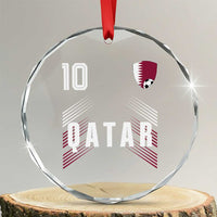 Qatar Soccer Sports Graphic Number 10 Jersey Style Crystal Glass Ornament Proud Qatari Football Fans Game Day Pride