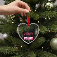 Queen Of The Court Heart Crystal Glass Ornament Funny Tennis Girl Gift - Wonder Print Shop