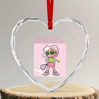 Queen Of The Court Heart Crystal Glass Ornament Funny Tennis Player Gift For Women - Wonder Print Shop