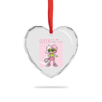 Queen Of The Court Heart Crystal Glass Ornament Funny Tennis Player Gift For Women - Wonder Print Shop