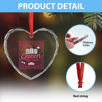 Queen Of Tiles Pink Mahjong Lover Game Night Graphic Heart Crystal Glass Ornament