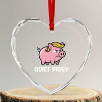Quiet Piggy Funny Blonde Pig Heart Crystal Glass Ornament Political Satire Humor Free Speech Cute Cartoon - Wonder Print Shop