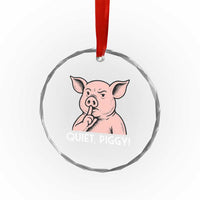 Quiet Piggy Funny Shushing Pig Crystal Glass Ornament Funny Political Satire Cute Cartoon Animal Humor - Wonder Print Shop
