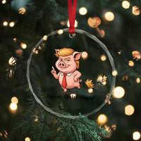 Quiet Quiet Piggy Crystal Glass Ornament Funny No Kings Pig Political - Wonder Print Shop