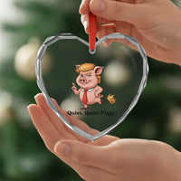Quiet Quiet Piggy Heart Crystal Glass Ornament Funny No Kings Pig Political - Wonder Print Shop