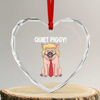 Quiet Quiet Piggy Heart Crystal Glass Ornament Funny Sarcastic Political Anti Authoritarian - Wonder Print Shop
