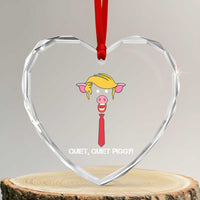Quiet Quiet Piggy Meme Heart Crystal Glass Ornament Anti Authoritarian Political Gag Gift - Wonder Print Shop