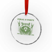 Raccoon 40th Birthday Crystal Glass Ornament Funny Feral And Forty Vintage 1986 40 Year Old Gift