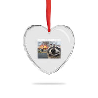 Raccoon Meme Heart Crystal Glass Ornament Undiagnosed But Something Aint Right - Wonder Print Shop