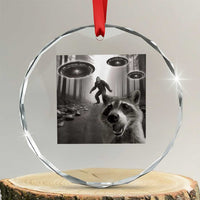 Raccoon Selfie With Bigfoot UFO Crystal Glass Ornament Funny Feral Lover Gifts TS10