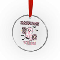Race Car Halloween Crystal Glass Ornament Boo Checkered Coquette Bow TS14