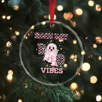 Race Car Halloween Crystal Glass Ornament Boo Checkered Coquette Bow TS14