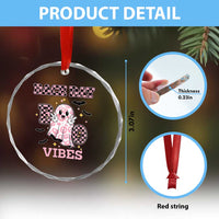 Race Car Halloween Crystal Glass Ornament Boo Checkered Coquette Bow TS14